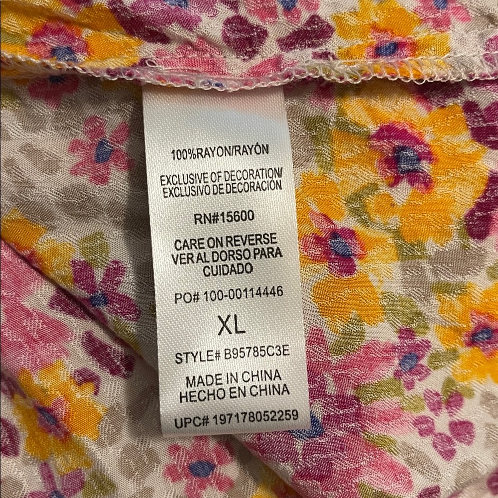 Democracy Pink and Orange Floral Blouse, XL new - Picture 8 of 8